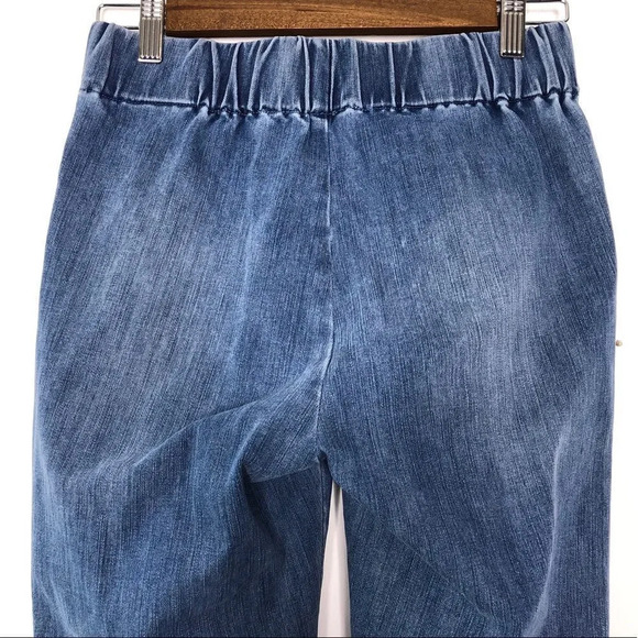 Soft Surroundings Elastic Waist Slip on Decorative Hem Jeans - Picture 8 of 10